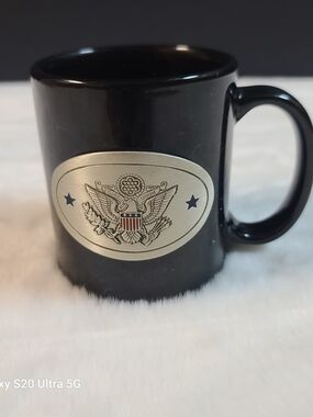 Black Ceramic Mug with Eagle Emblem
